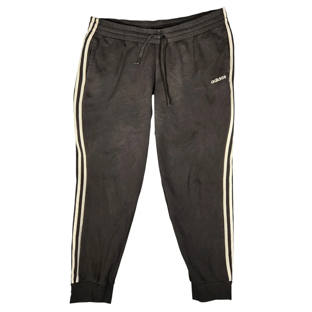Adidas‎ Joggers Mens 2XL Black Excellent 3-Stripes Tapered Sweatpants DP2384